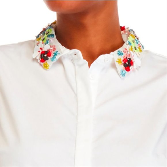 NEW! CATHERINE MALANDRINO Sleeveless Sequin Collar Top, Blouse, Size S - Picture 2 of 15